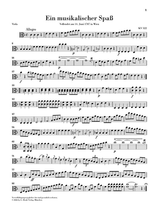 Mozart, Wolfgang Amadeus – A Musical Joke K. 522 – for 2 Horns in F and Strings