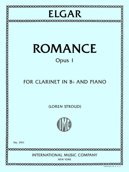 Romance, Op. 1, for Clarinet in B flat and Piano
