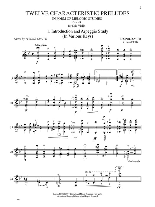 Twelve Characteristic Preludes, Opus 9, for Violin Solo