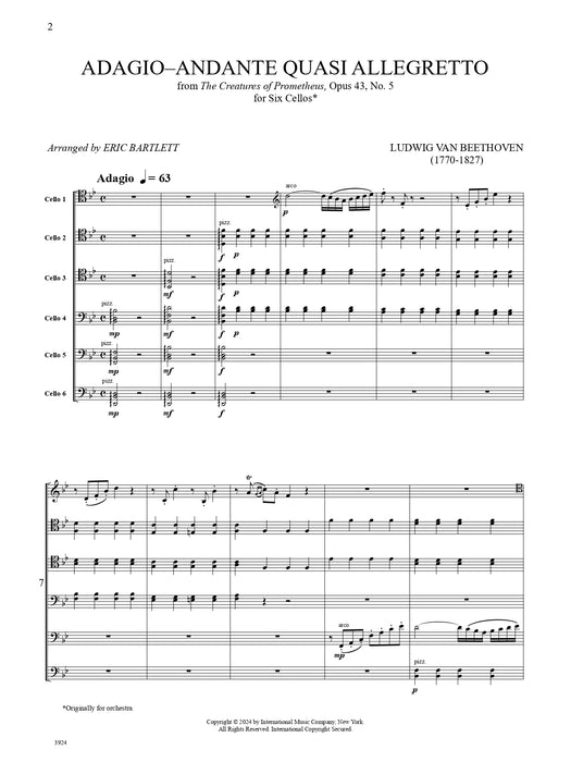Adagio-Andante quasi allegretto from The Creatures of Prometheus, Op. 43, No. 5, for Six Cellos