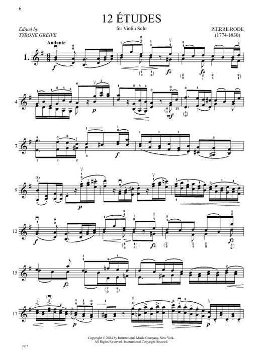 12 Études for Violin Solo