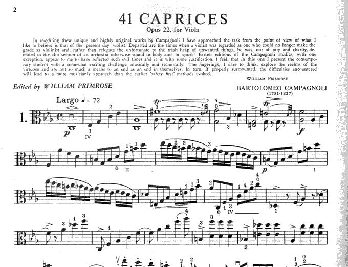 41 Caprices, Opus 22 隨想曲作品 中提琴獨奏 國際版