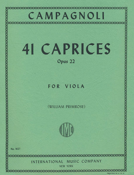 41 Caprices, Opus 22 隨想曲作品 中提琴獨奏 國際版