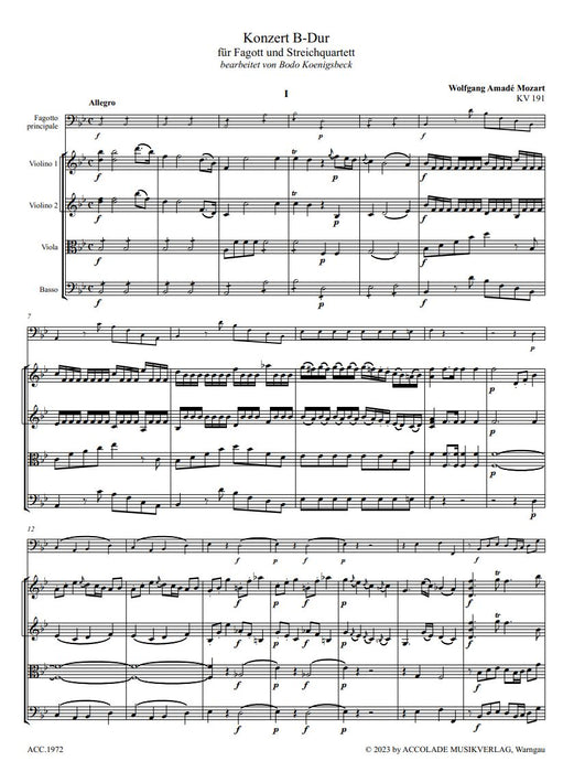 Concerto in B-flat major K.191