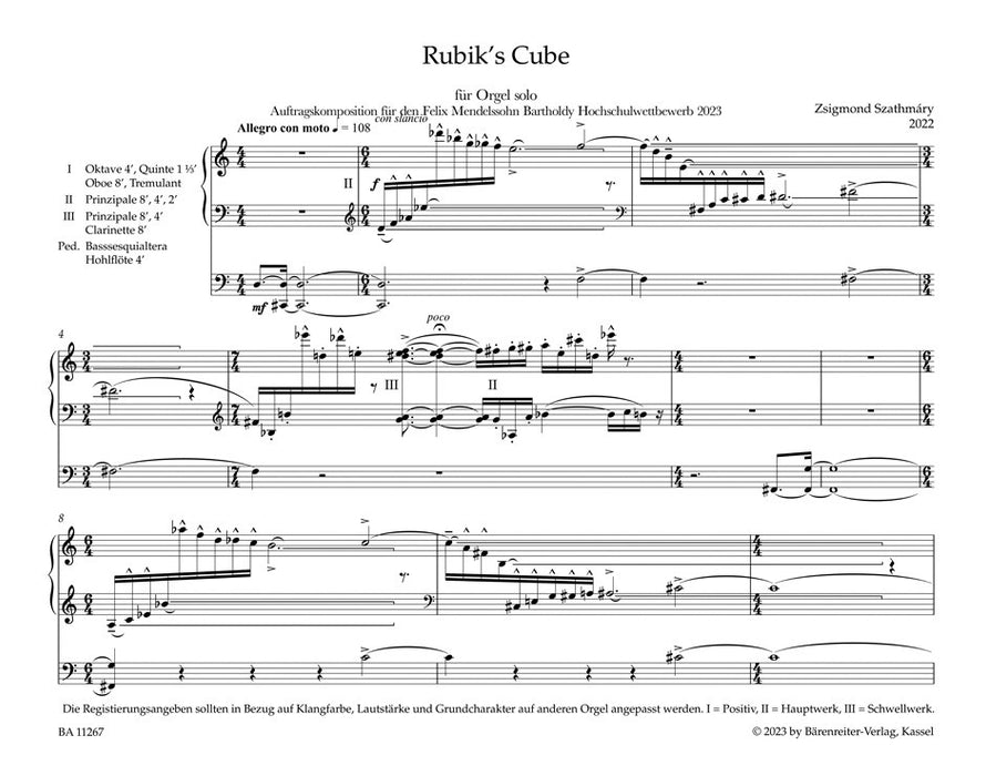 Rubik's Cube for Organ solo