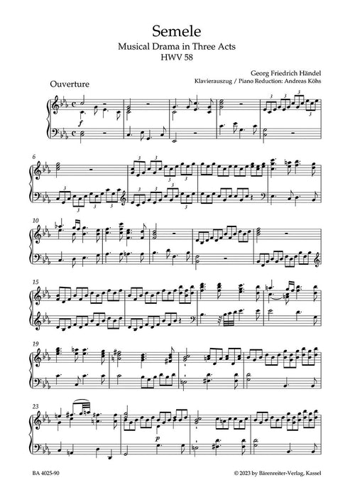 Semele HWV 58 Musical Drama in Three Acts HWV 58