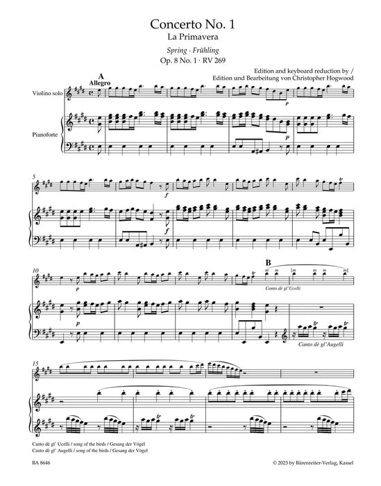 Concerto in E major Spring" Jubiläums-Sonderausgabe - 100 Jahre Bärenreiter E major