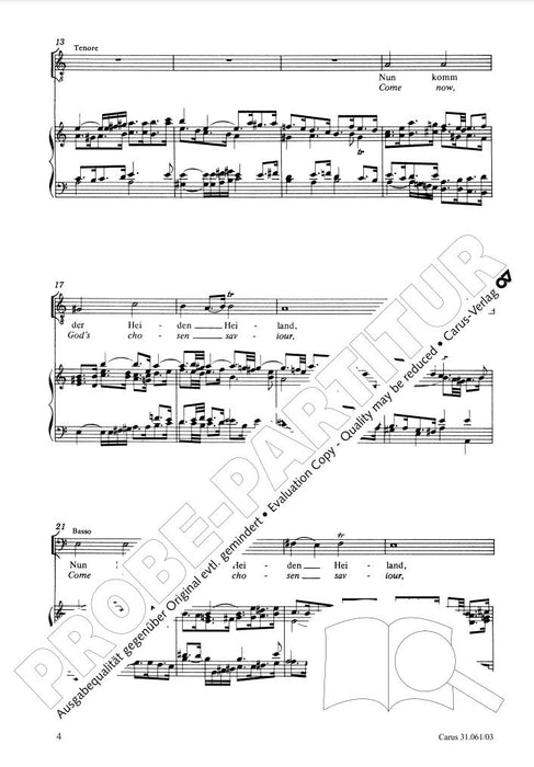 Come now, God's chosen saviour BWV 61 Cantata for the 1st Sunday in Advent BWV 61