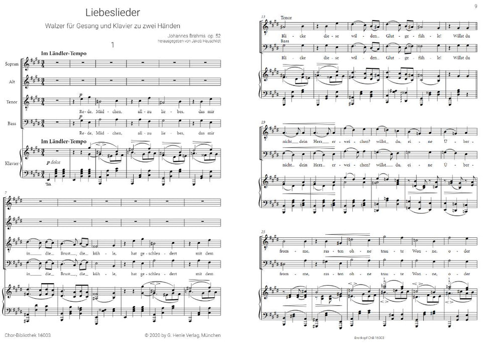 Love Songs op. 52 Waltzes for Voices and Piano for Two Hands op. 52