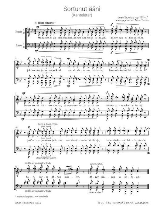 Six  Part-Songs op. 18 for Male Voices a cappella op. 18