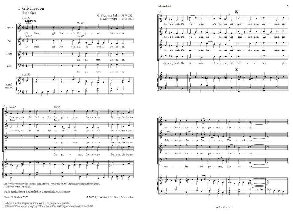 Gib Frieden! Chorbuch zum Jugendchorfestival der Pueri Cantores 2023 in Münster