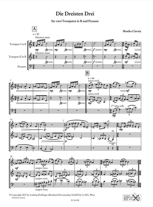 Die dreisten Drei für 2 Trompeten in B und Posaune