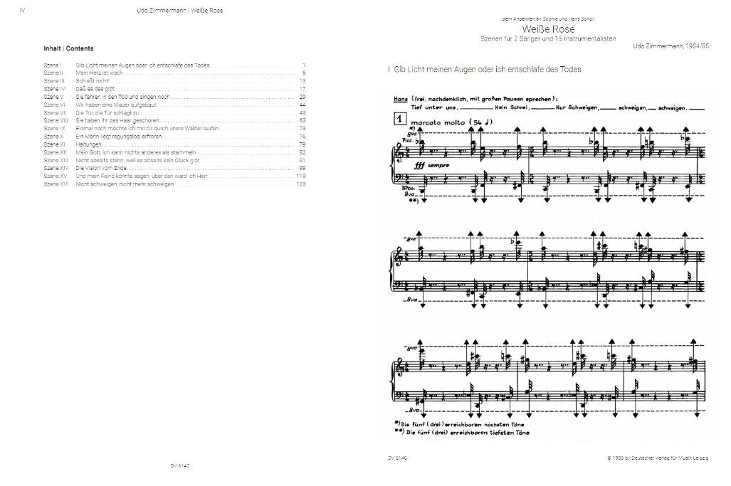 White Rose Scenes for 2 Singers and 15 Instrumentalists