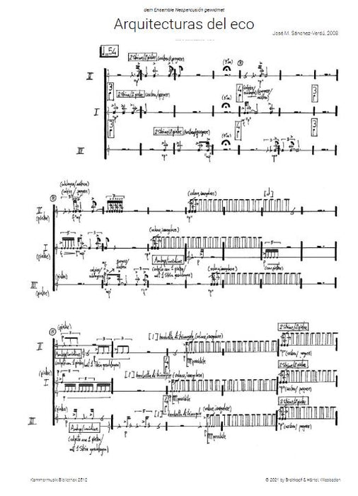 Arquitecturas del eco für Schlagzeug Trio