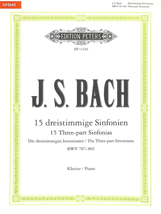 15 Three-Part Sinfonias (Urtext Edition) 巴赫约翰‧瑟巴斯提安 交响曲 彼得版