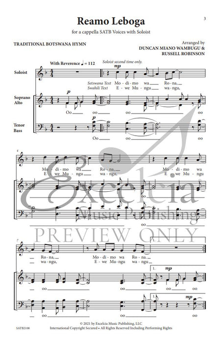 Reamo Leboga Traditional Botswana Hymn