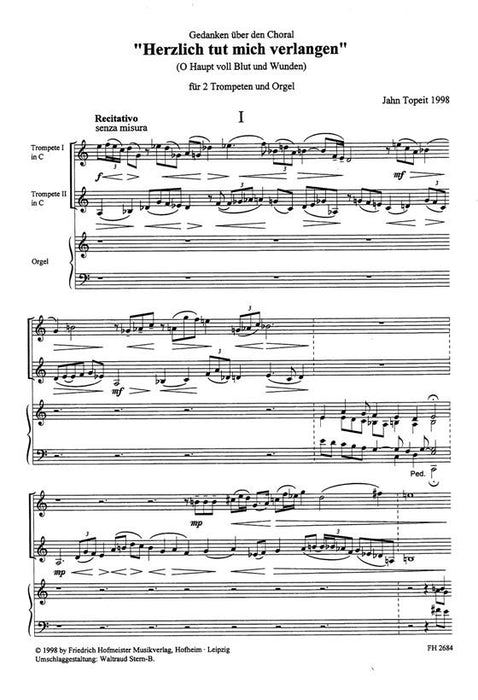 Gedanken über den Choral "Herzlich tut mich verlangen" O Haupt voll Blut und Wunden