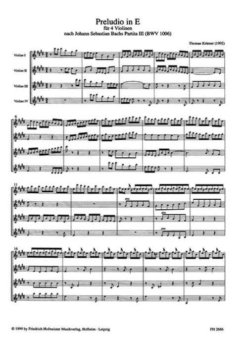 Preludio in E Nach Johann Sebastian Bachs Partita III, BWV 1006
