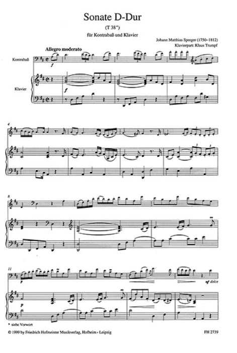 Sonate D-Dur (T38) Nach der Sonate für Kontrabaß und Viola
