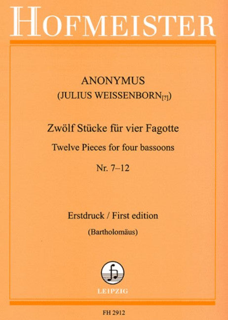 Twelve Pieces for four Bassoons Vol. 2 Nr. 7-12 Vol. 2