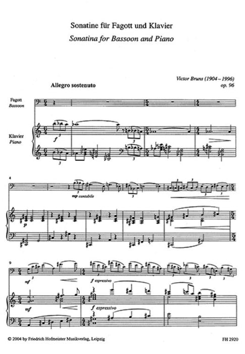 Sonatina op. 96 for Bassoon and Piano op. 96