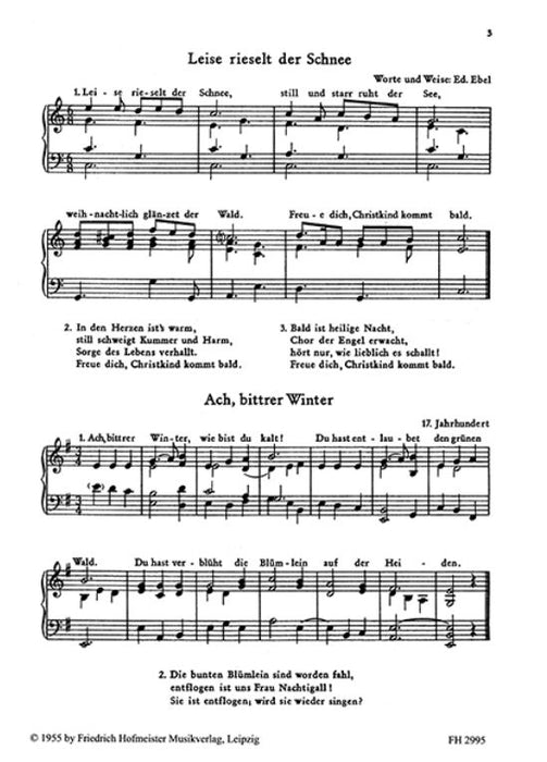 Leise rieselt der Schnee Christmas Carols for singing and playing on the piano