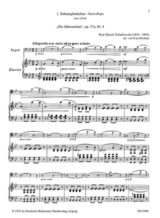 Fünf Stücke bearbeitet für Fagott und Klavier