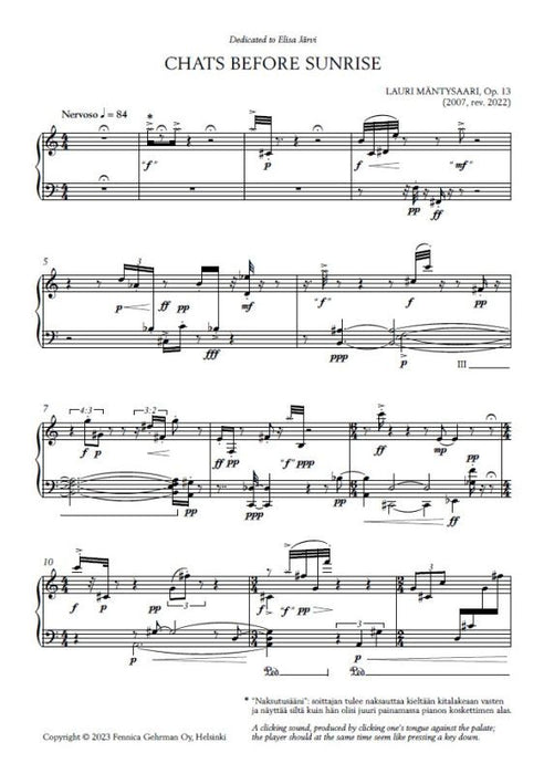 Chats before Sunrise op. 13 for piano op. 13