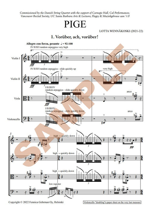 Pige for string quartet (2021-2022)
