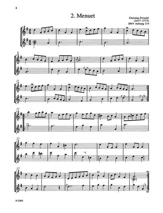 Klavierbüchlein für Anna Magdalena Bach (1725) 28 ausgewählte Stücke für Sopran- und Altblockflöte