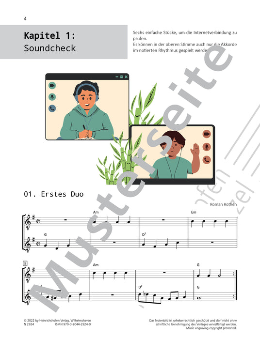 Video-Chat-Duos zum Online-Musizieren für zwei Gitarren im Online-Duett