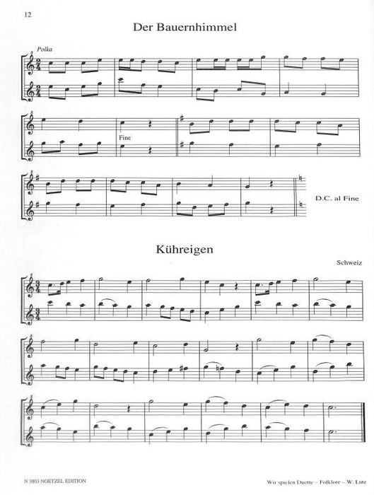 Wir spielen Duette Vol. 2 Reihe B: Folklore/Volksmusik für 1 Sopran- und 1 Altblockflöte, Heft 2 Vol. 2