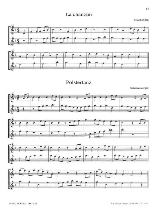 Wir spielen Duette Vol. 2 Reihe B: Folklore/Volksmusik für 1 Sopran- und 1 Altblockflöte, Heft 2 Vol. 2