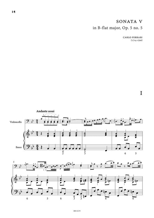 Six Sonatas for Violoncello and basso continuo op. 5 Vol. 2 op. 5 Vol. 2 Sonatas 4-6 op. 5 Vol. 2