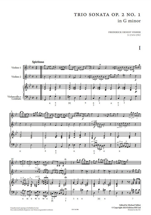 Six trio sonatas Vol. 1 op. 2/1 Vol. 1 for two Violins, Violoncello and Harpsichord (Sonatas 1-3) op. 2/1 Vol. 1