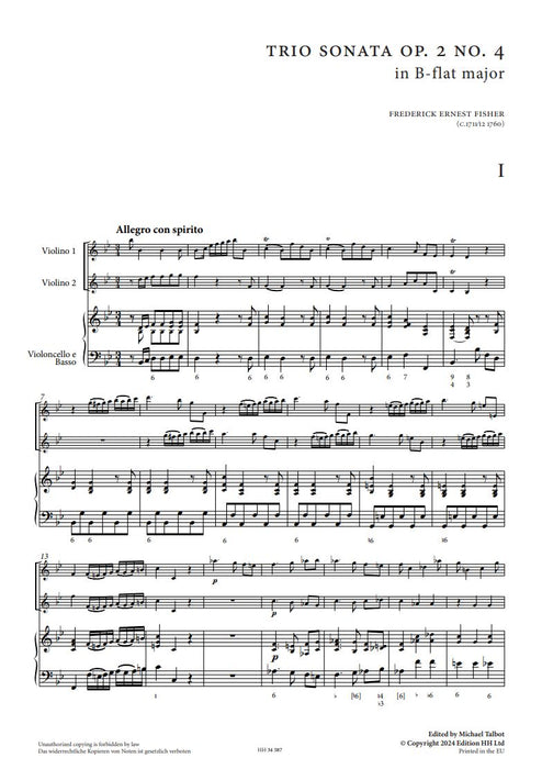 Six trio sonatas Vol. 2 op. 2/2 Vol. 2 for two Violins, Violoncello and Harpsichord (Sonatas 4-6) op. 2/2 Vol. 2