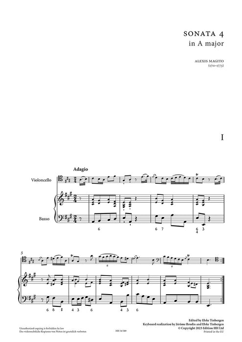 Six Sonatas for Violoncello and Basso Continuo Vol. 2 op. 1/1-3 Vol. 2 Sonatas 4-6 op. 1/1-3 Vol. 2