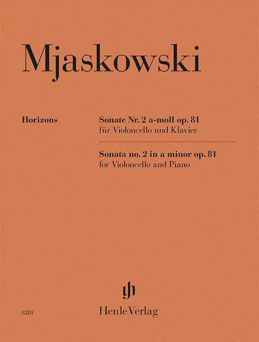 Nikolay Myaskovsky: Violoncello Sonata no. 2 a minor op. 81 cover