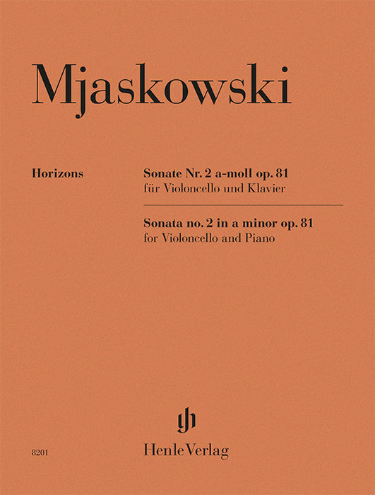 Nikolay Myaskovsky: Violoncello Sonata no. 2 a minor op. 81 cover