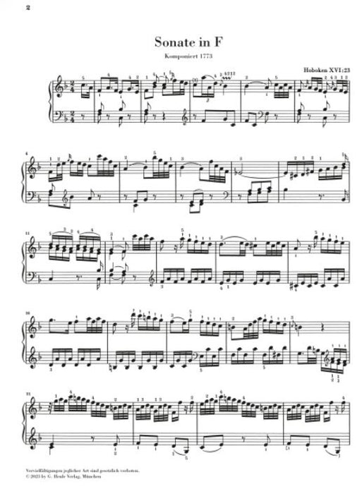 Piano Sonata F major Hob. XVI:23 Hob. XVI:23 F major