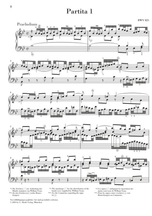 Partita Nr. 1 B-dur BWV 825 BWV 825 B flat major 有指法