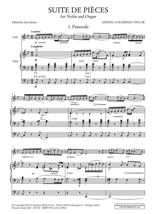 Suite de Pièces for Violin and Organ