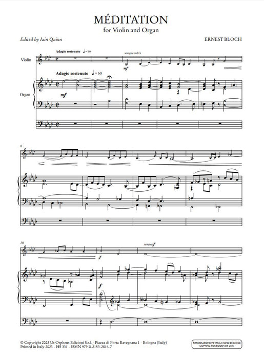 Méditation for Violin and Organ