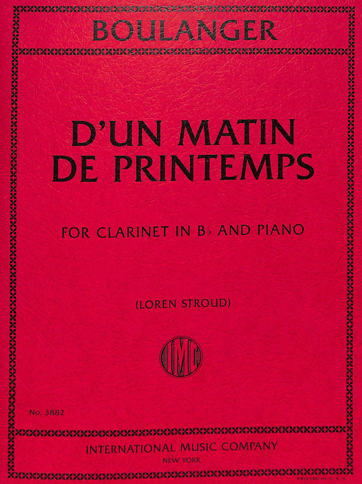 D'un matin de printemps  for Clarinet in B flat and Piano