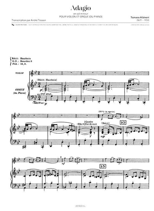Adagio en Sol mineur