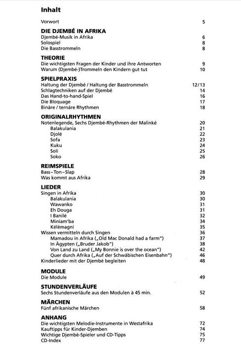 Djembé Trommeln in der Gruppe mit Liedern, Spielen, Bewegung und Märchen aus Afrika