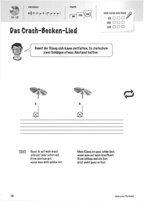 Mein erster Rhythmus für junge Schlagzeuganfänger Bildanleitungen und Mitspielmusik