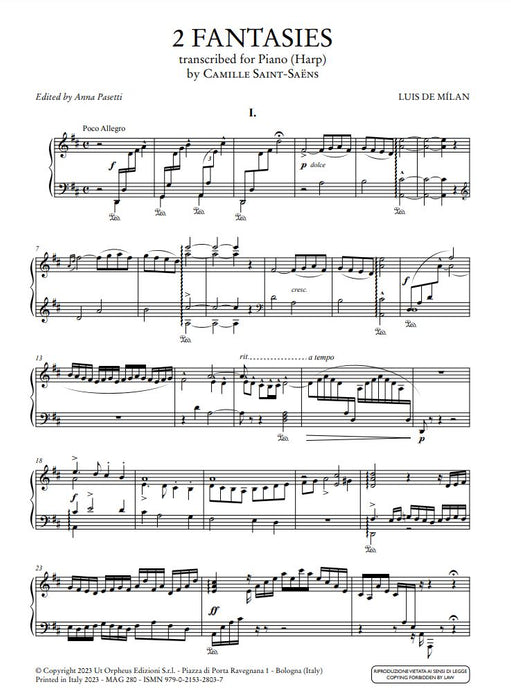 2 Fantasies transcribed for Piano (Harp)