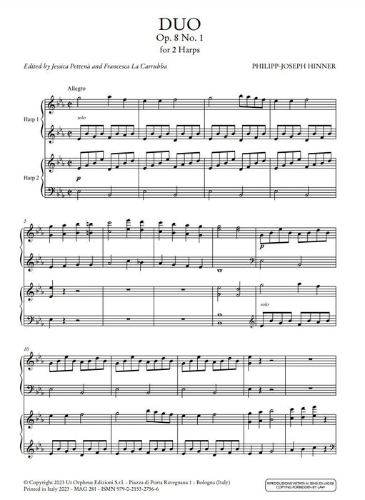 Duo Op. 8 No. 1 op 8/1 for 2 Harps op 8/1