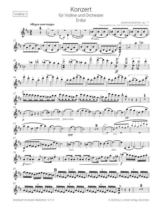 Concerto for Violin and Orchestra in D major op. 77 op. 77 D major
